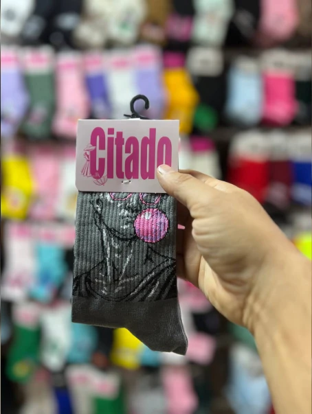 جوراب فانتزی طوسی سیتادو