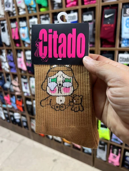 جوراب فانتزی قهوه ای سیتادو